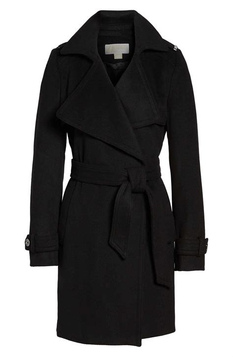 michael kors black wrap coat|Michael Kors wool winter coats.